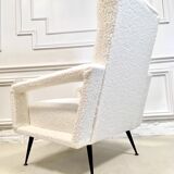 Fauteuil vintage en laine bouclée