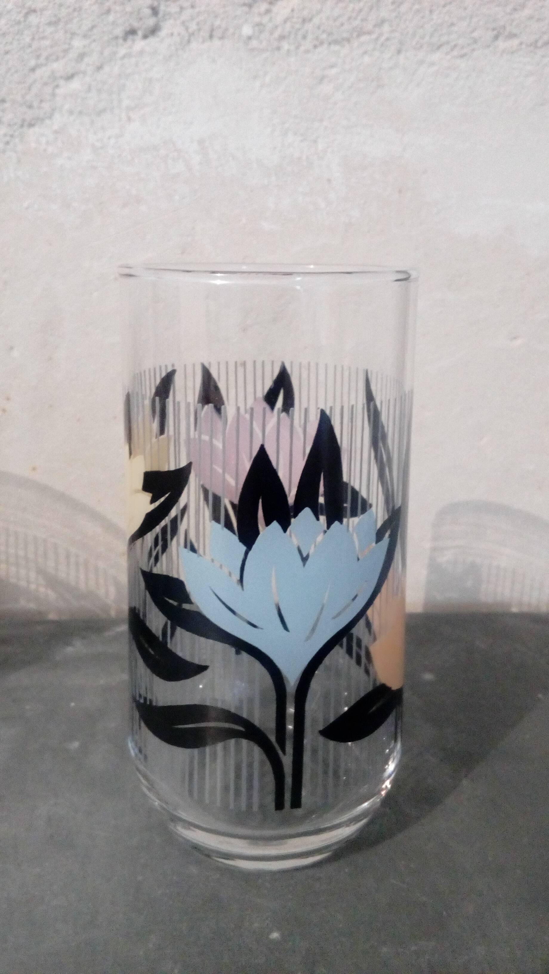 Verres à jus vintage décor floral