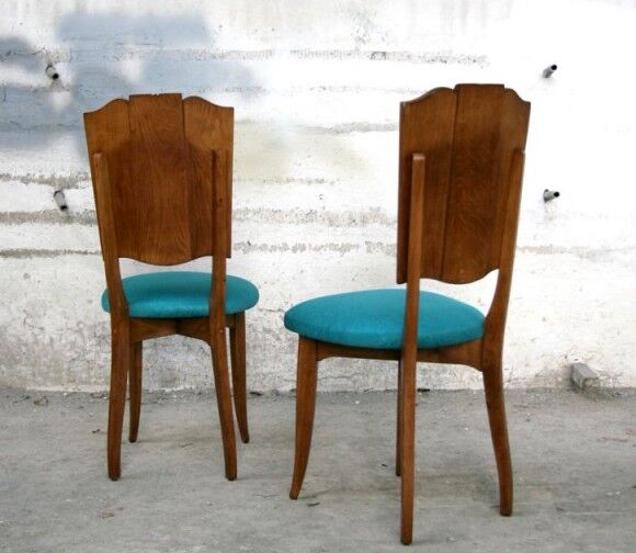 Lot of 6 vintage chairs turquoise