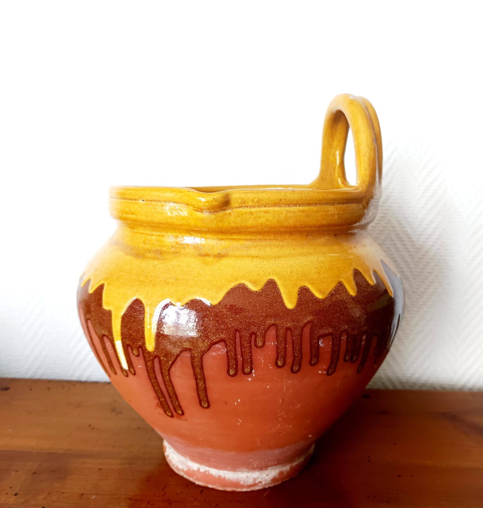 Vintage glazed pottery planter