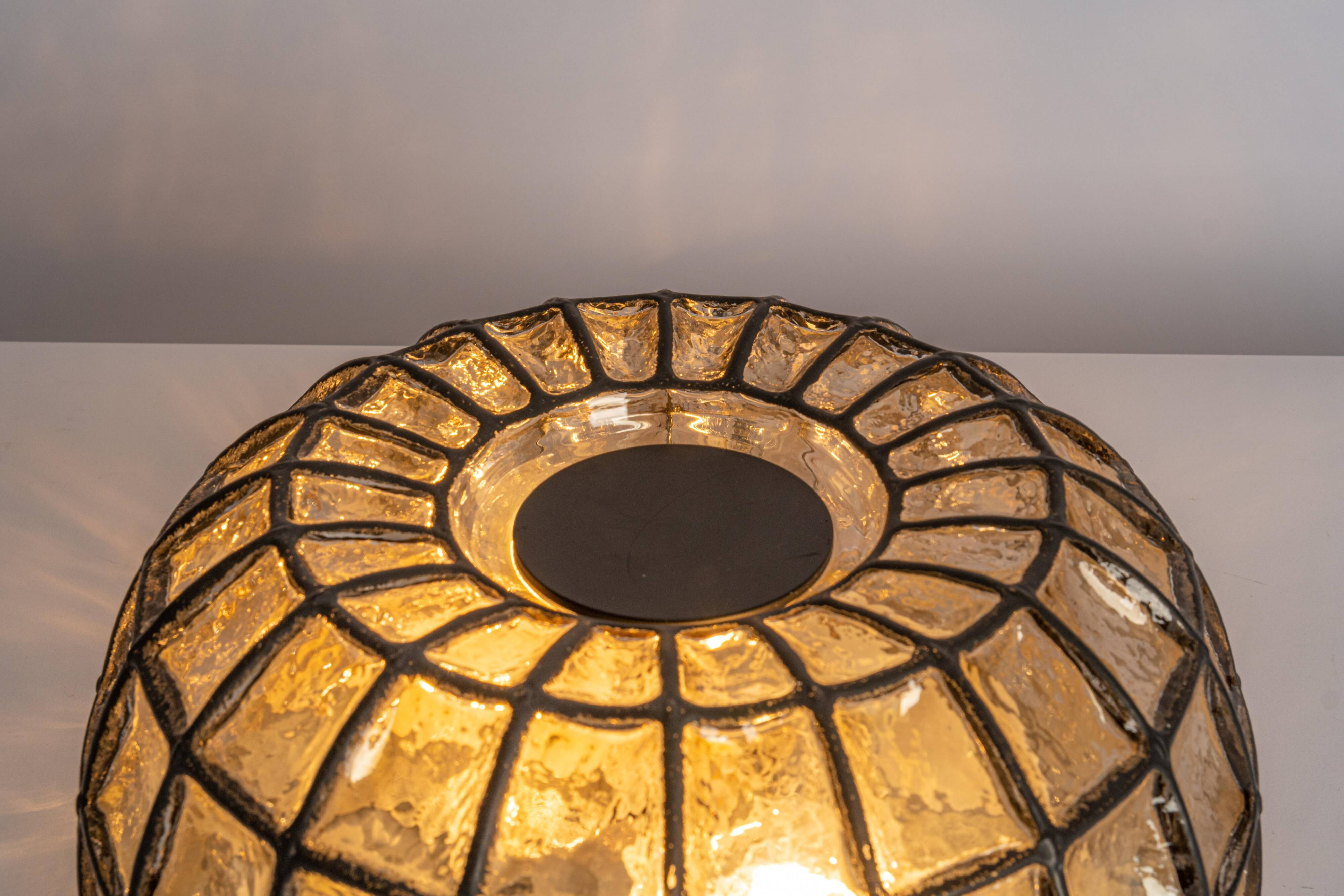 Ceiling lights in iron and clear glass by Limburg, Germany, 1960s.