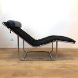 Leather and Chrome Chaise Lounge