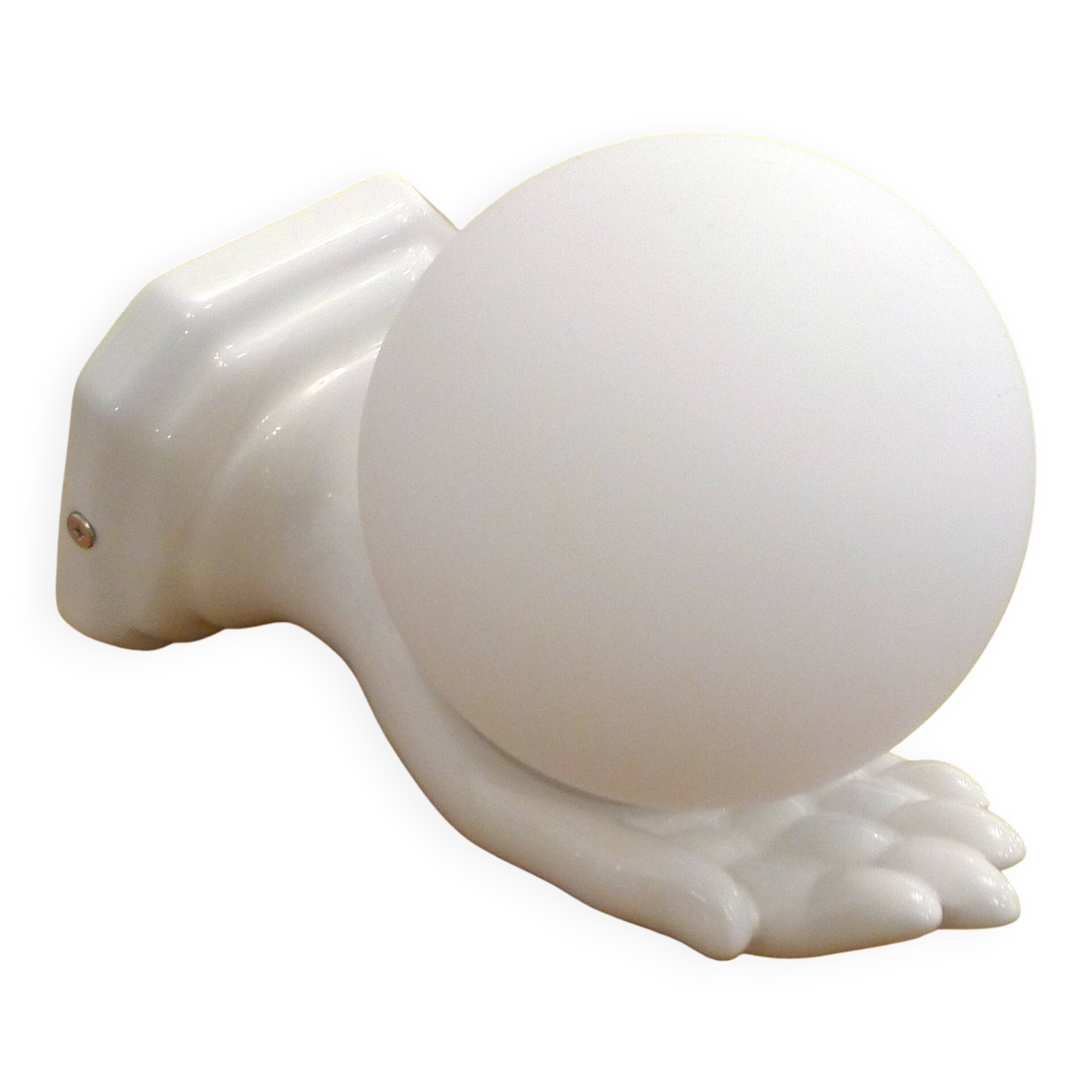 Vintage wall lamp with outstretched hand & opaline globe