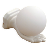 Vintage wall lamp with outstretched hand & opaline globe