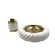 Tommaso Barbi, Smoking set white ashtray and table lighter, B Ceramiche, ca. 1970