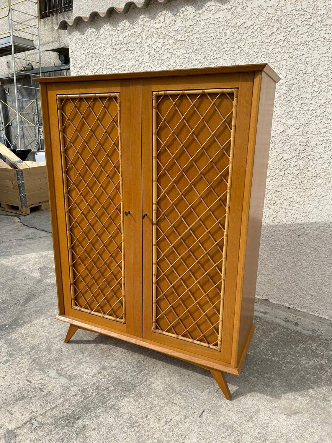 Rattan style wooden cabinet