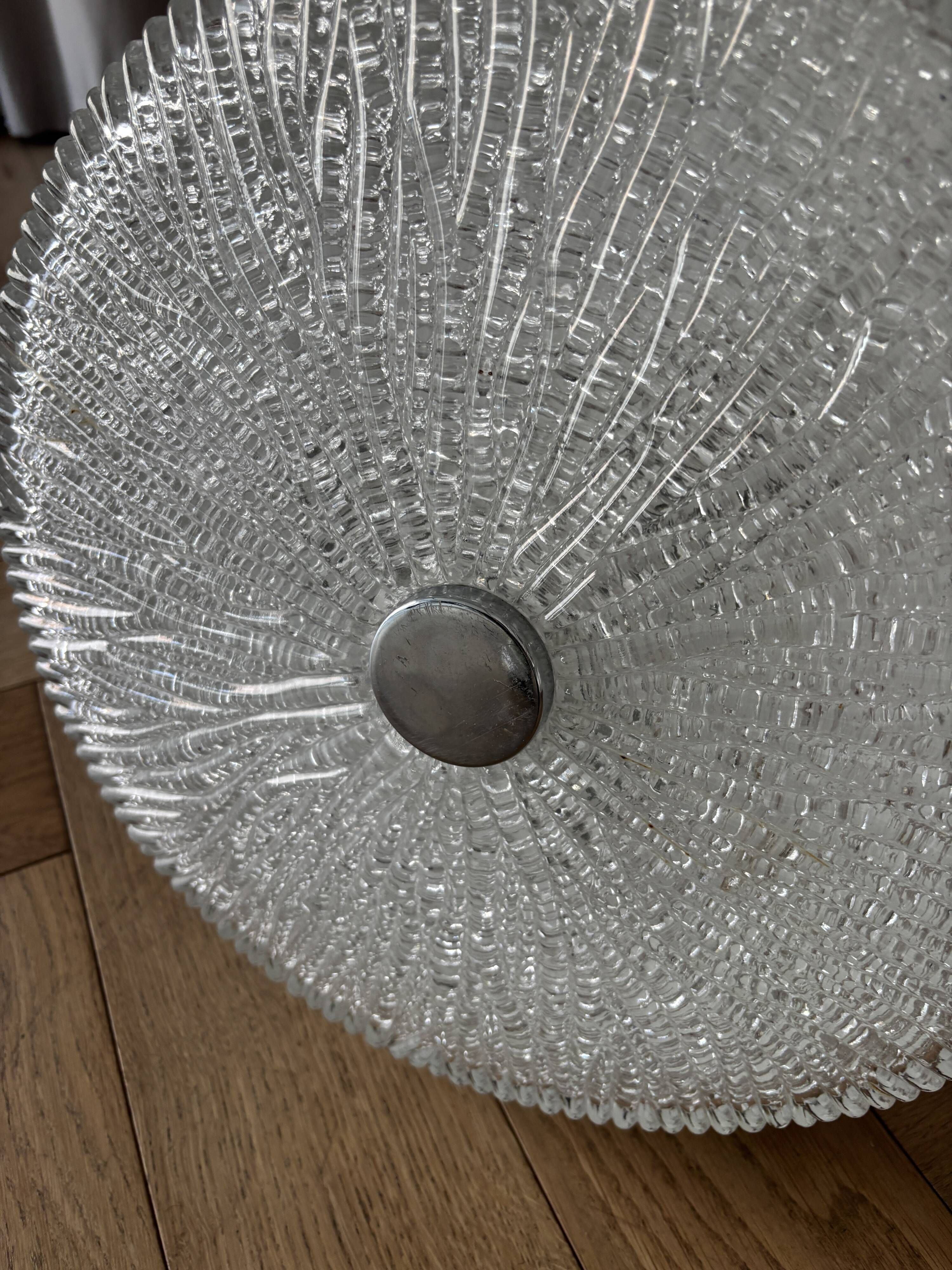 Kaiser Leuchten Mid-Century Pressed Glass Pendant Lamp, Germany, 1960s