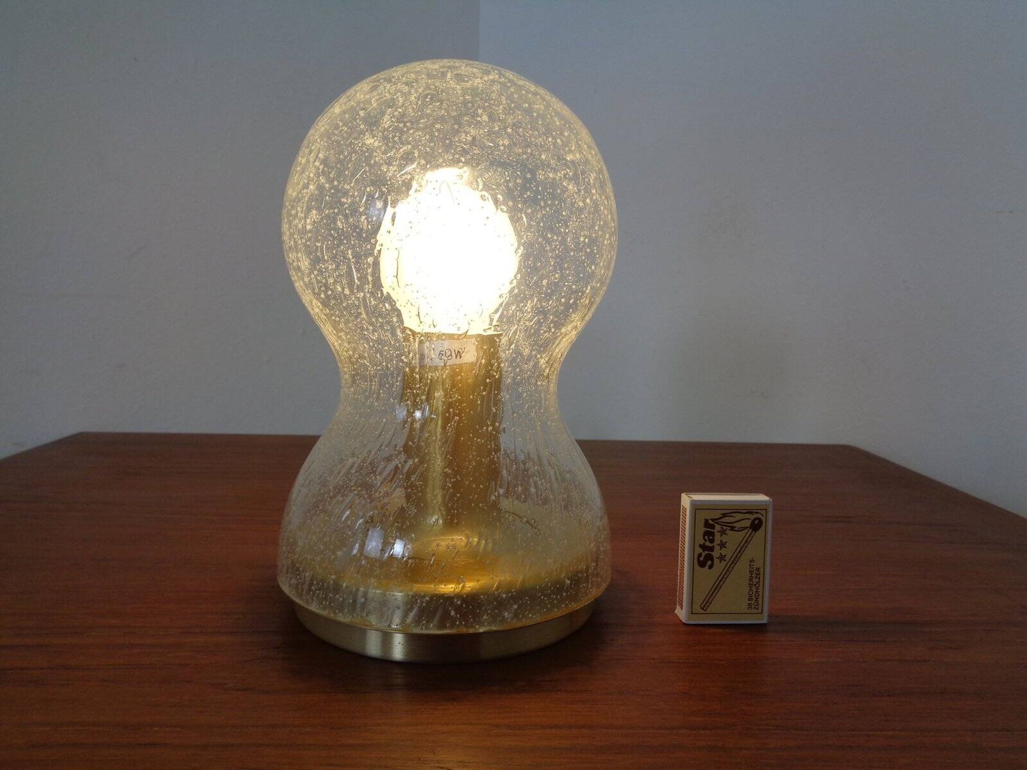 Iceglass & Brass Table Lamp from Doria Leuchten, 1960s