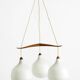 Pendant lamp with opal glass shades teak frame by Uno & Östen Kristiansson