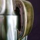 Pair of Art Deco vases in glazed earthenware with white drips on a green background