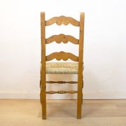 Chaise rustique avec siège tissé Espagne années 1950