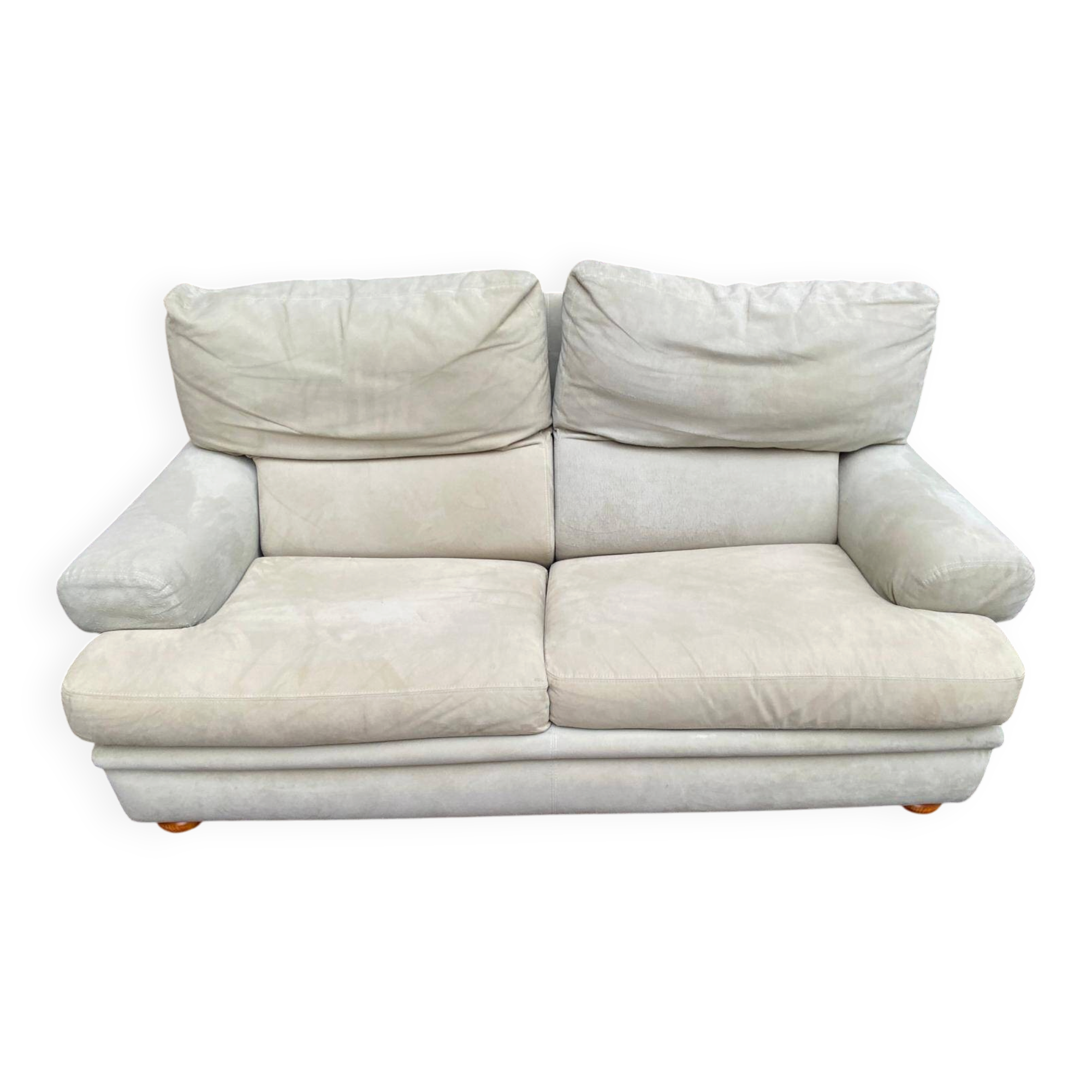 High-end 2-seater sofa duvivier beige nubuck velvet 155cm