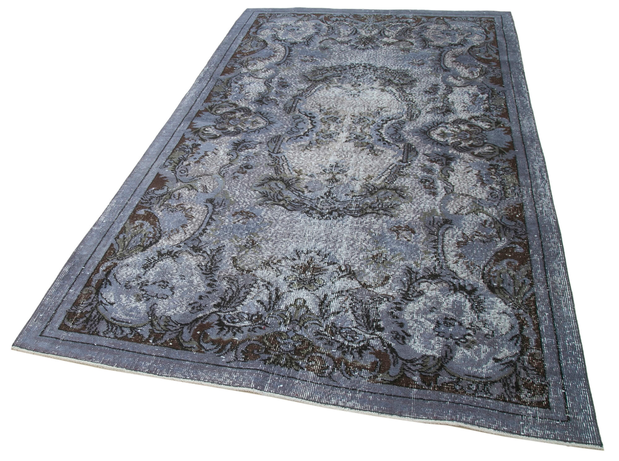 Handmade Antique Turkish 1970s 154 cm x 264 cm Grey Carpet