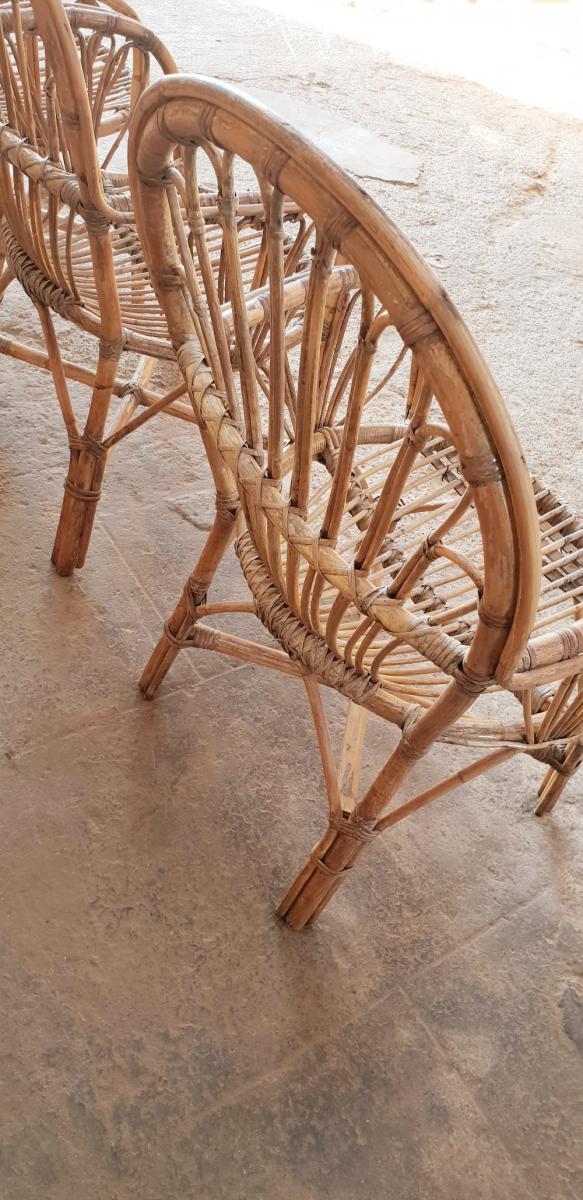 Three vintage rattan chairs