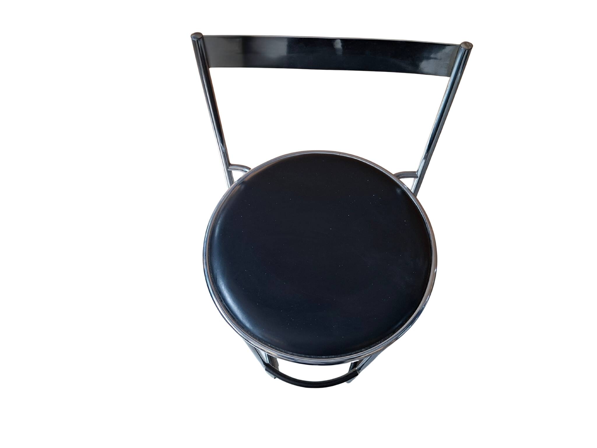 Paire de tabourets vintage des années 70 - Design minimaliste en chrome et cuir