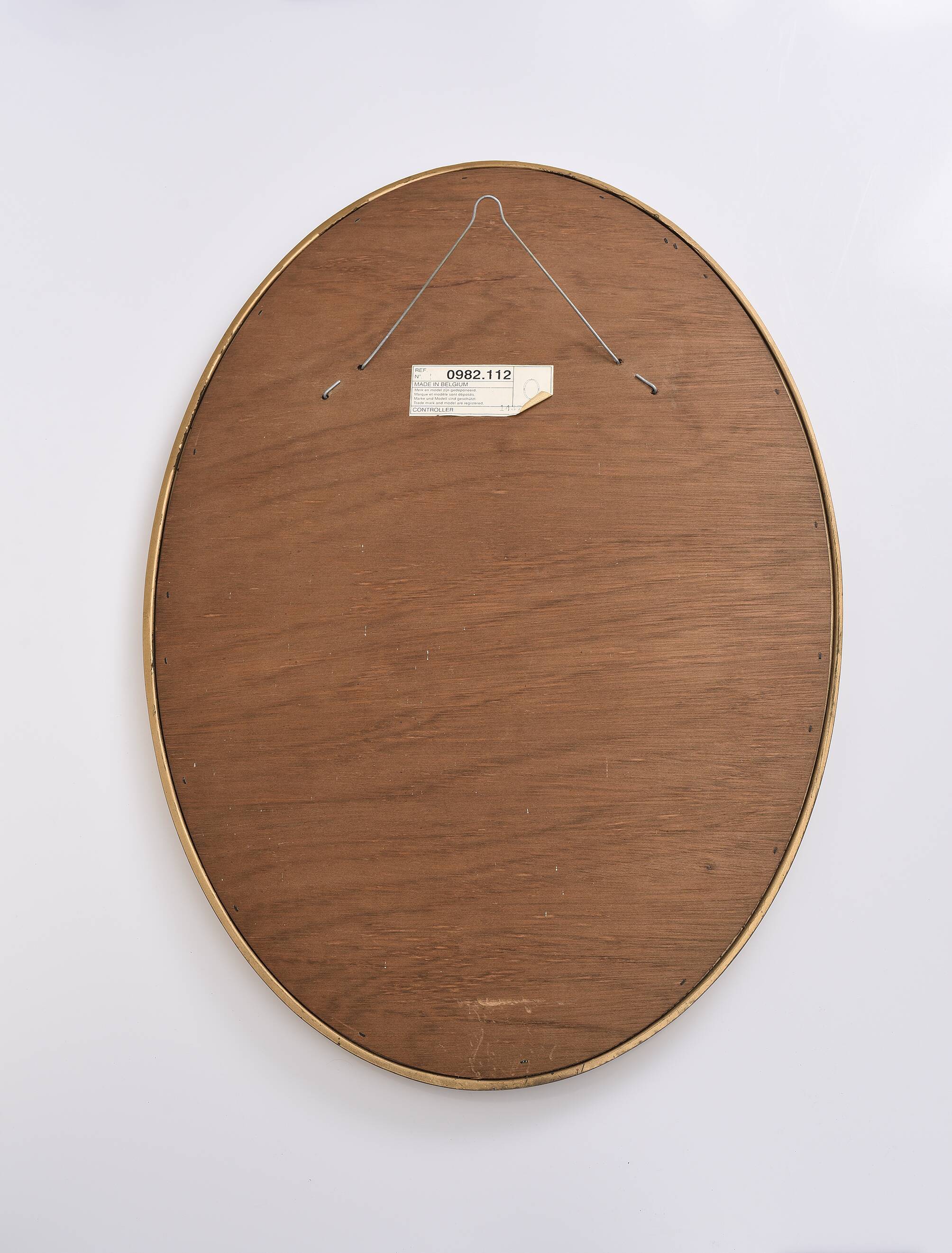 Large old oval gold leaf mirror, beveled, 64cm