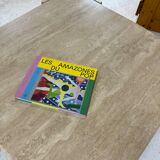 Coffee table Roche Bobois "eye" in travertine, 1970