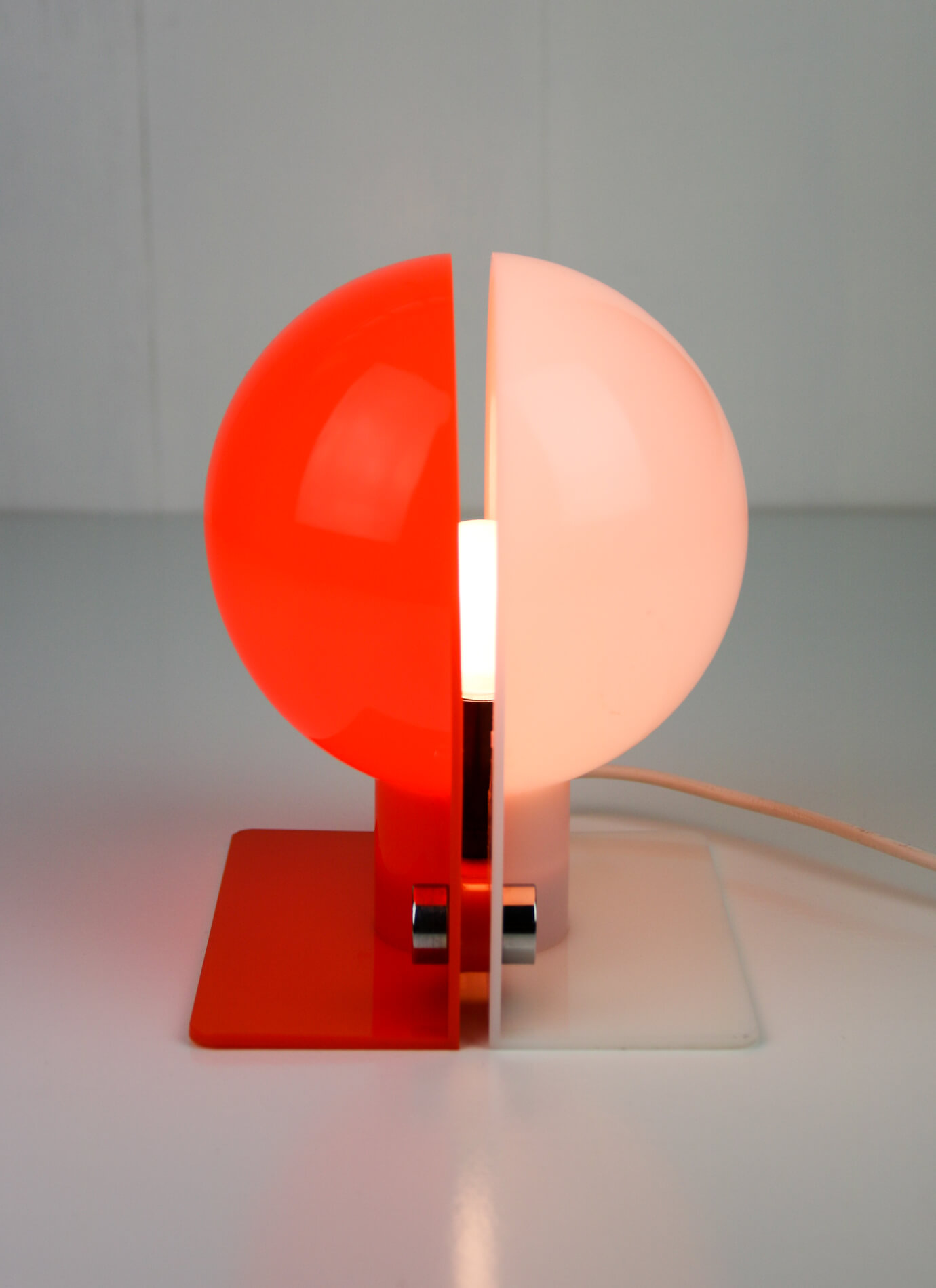 Space Age orange table lamp from Sergio Brazzoli for Guzzini, 1970s