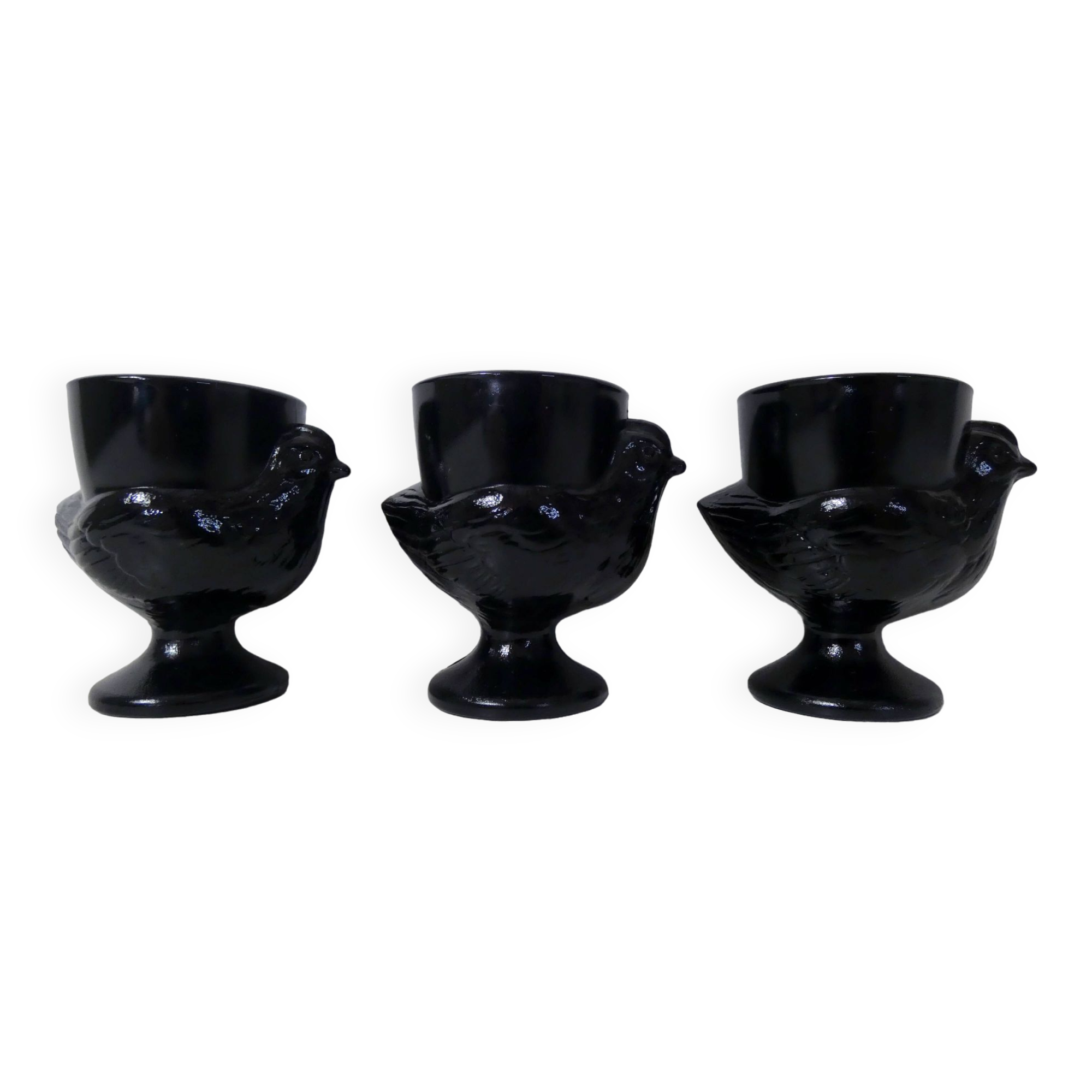 black chicken egg cups