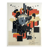 Alain le yaouanc, the fire, 1978. original lithograph signed in pencil.