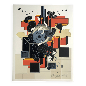 Alain le yaouanc, the fire, 1978. original lithograph signed in pencil.