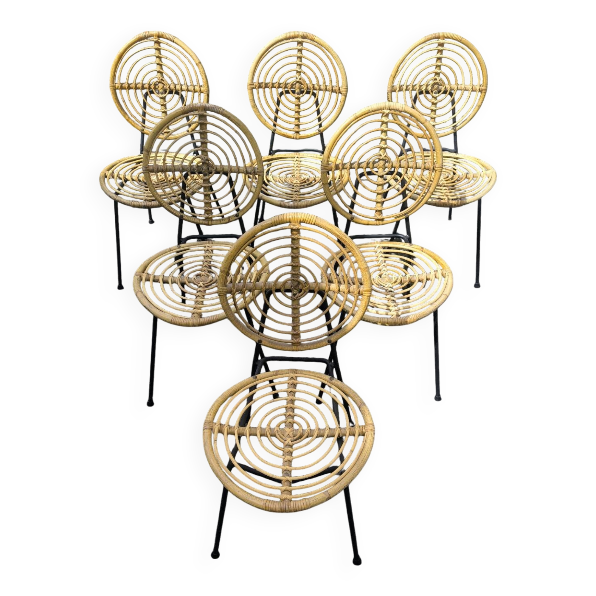 Set de 6 chaises en métal et rotin par michaël thonet