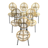 Set of 6 metal and rattan chairs by michaël thonet