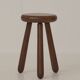 Vintage French tripod brutalist stool in solid wood (oak) C. 1960