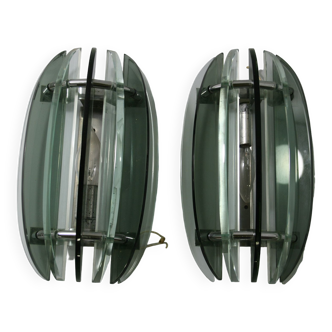 Lot de 2 appliques murales Veco d'Italie verre joli effet