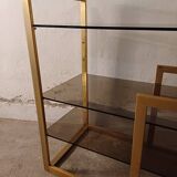 Brass shelf, smoked glass