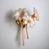 Wall lamp pink fleurs-de-lis, murano glass, Italy, 1970