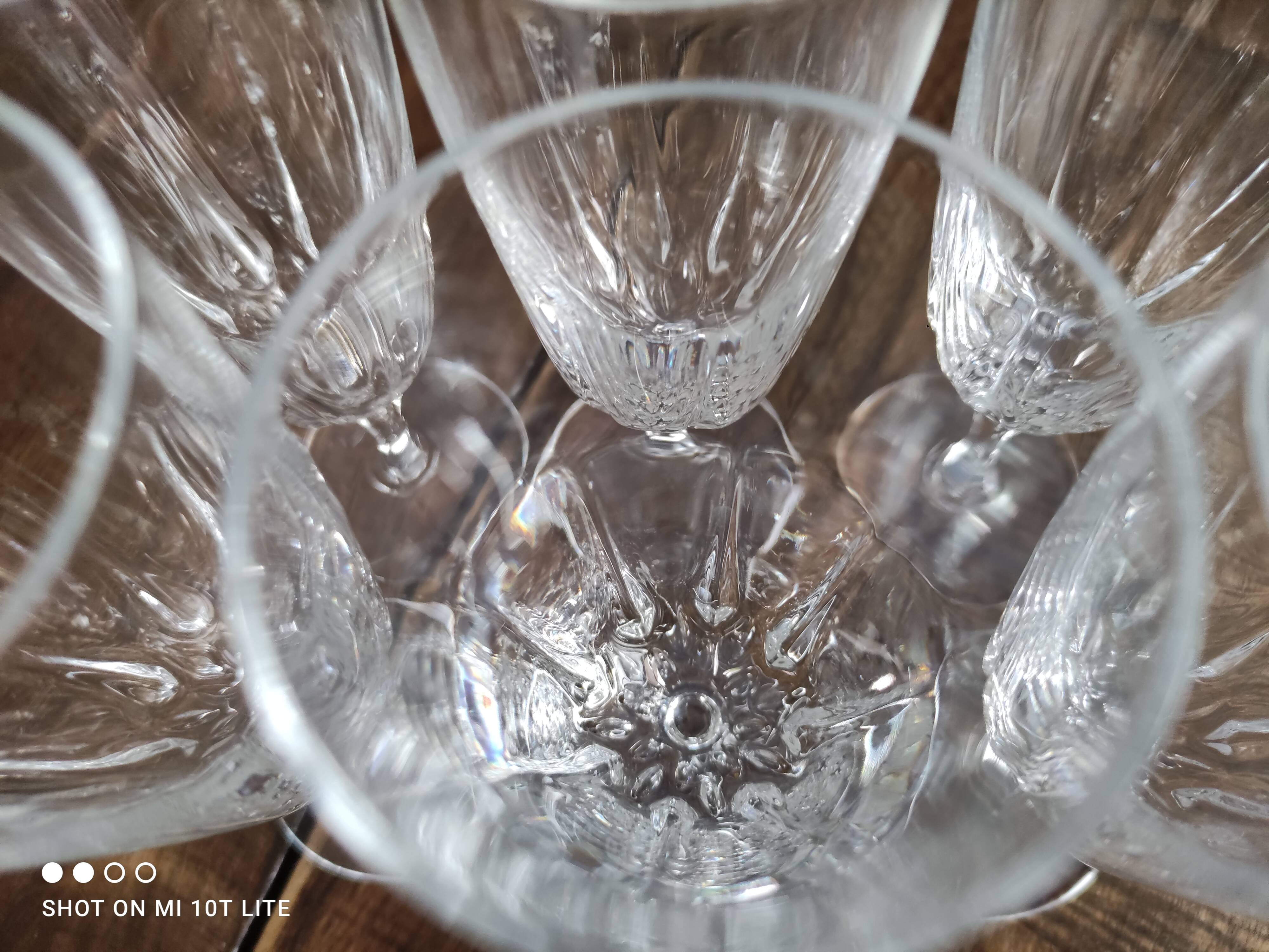 Set of 6 vintage champagne flutes in chiseled crystal