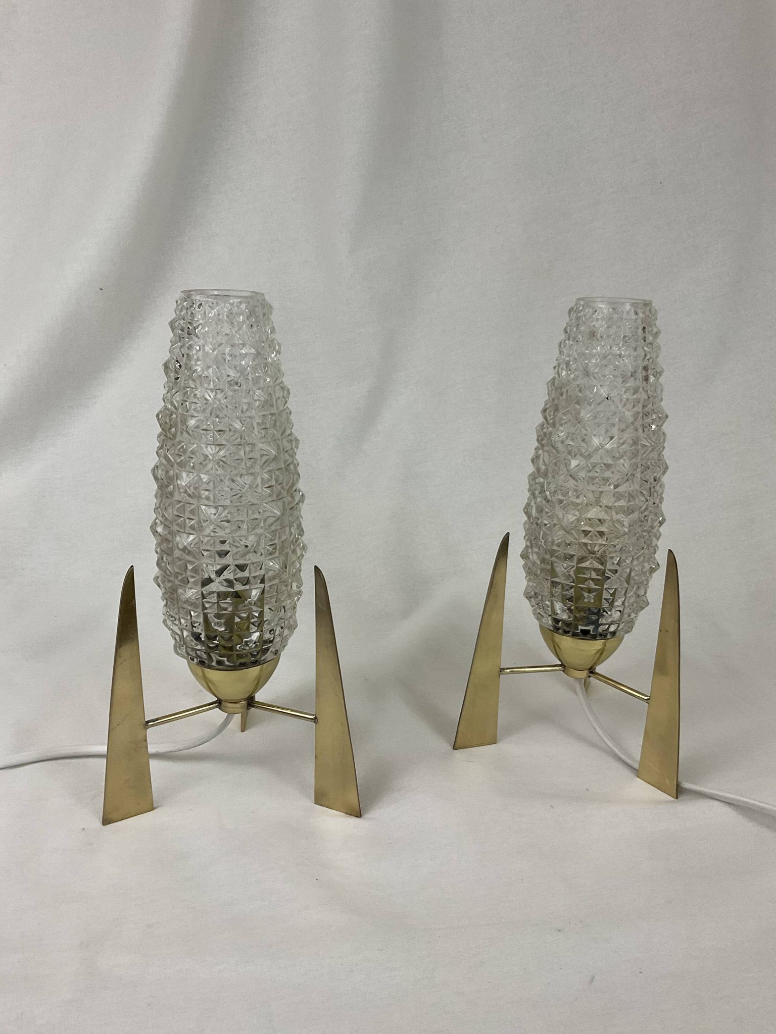 Pair of French mid century bedside lamps style from the 1950s 1960s Space age