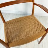 1950s Danish GS700 teak & papercord dining armchair by Arne Wahl Iversen for Glyngøre Stolefabrik