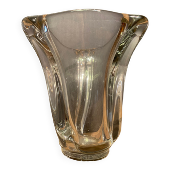 Lourd vase design en cristal de type Daum