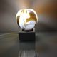 Polychrome glass globe lamp on marble base / vintage 60s-70s