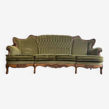 Vintage xl baroque olive green sofa