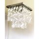 Plafonnier verre de murano "ricci-curles" contemporain transparent et blanc carré de style mazzega