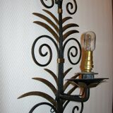 Appliques en fer forgé à décor de feuilles ananas dorées
