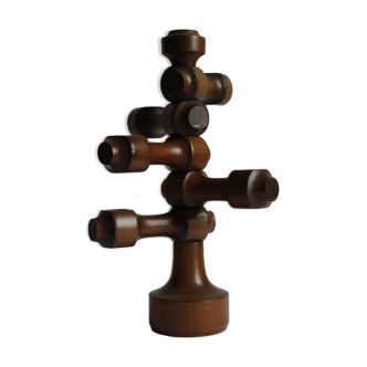 Adjustable wooden turned candelabra, 1970s.