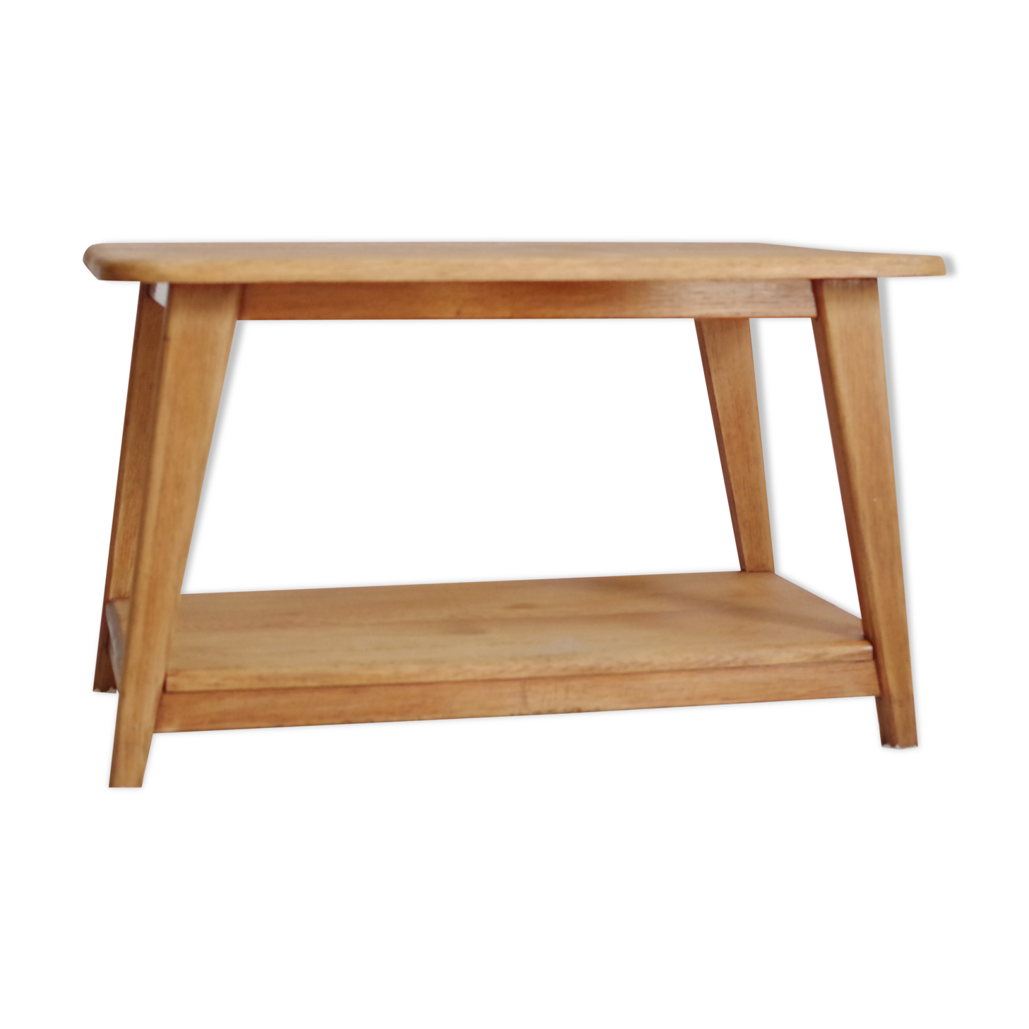 Oak coffee table with compass feet