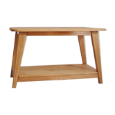 Oak coffee table with compass feet