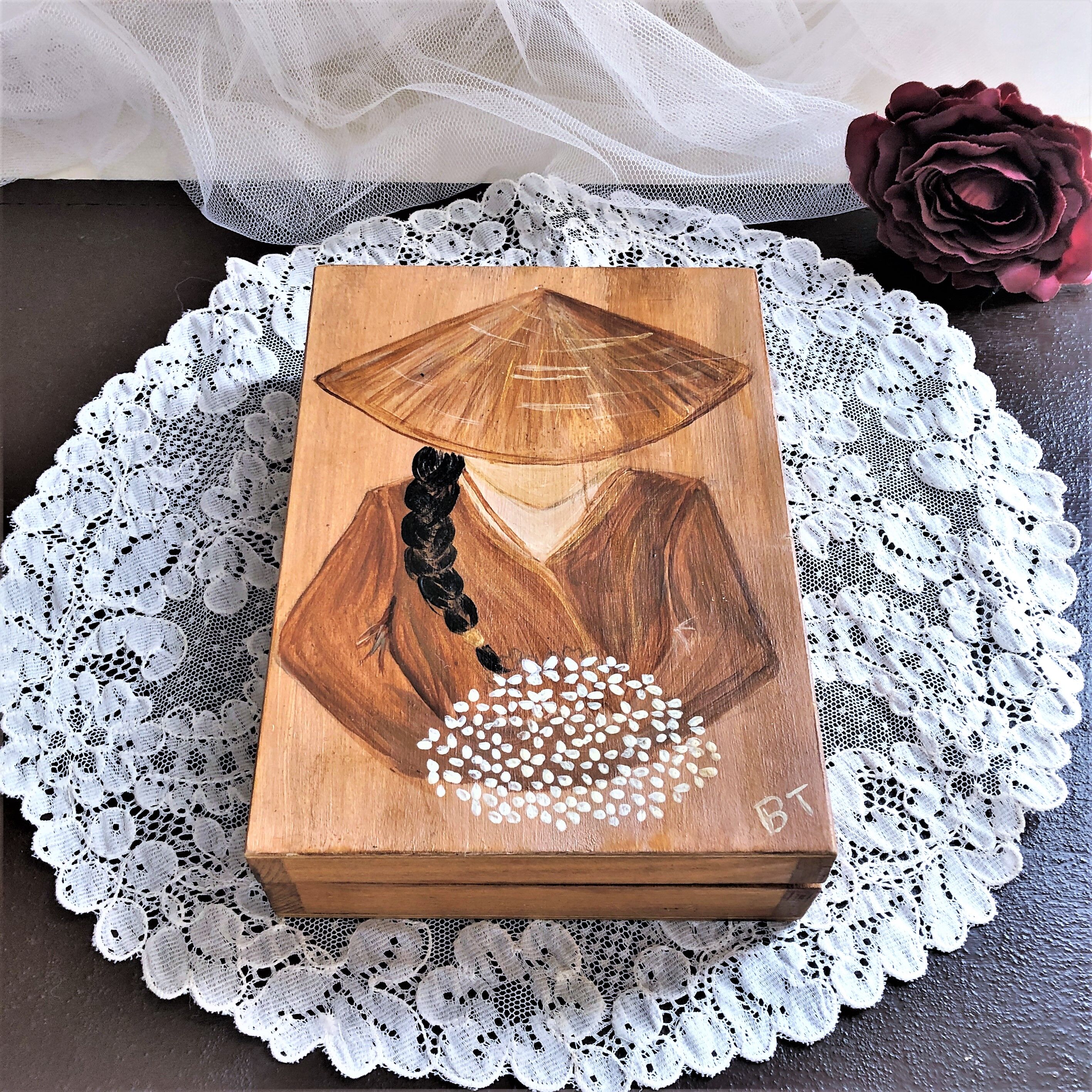 Wooden box for card games