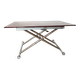 Table relevable vintage verre rouge et chrome-design 1970/1980