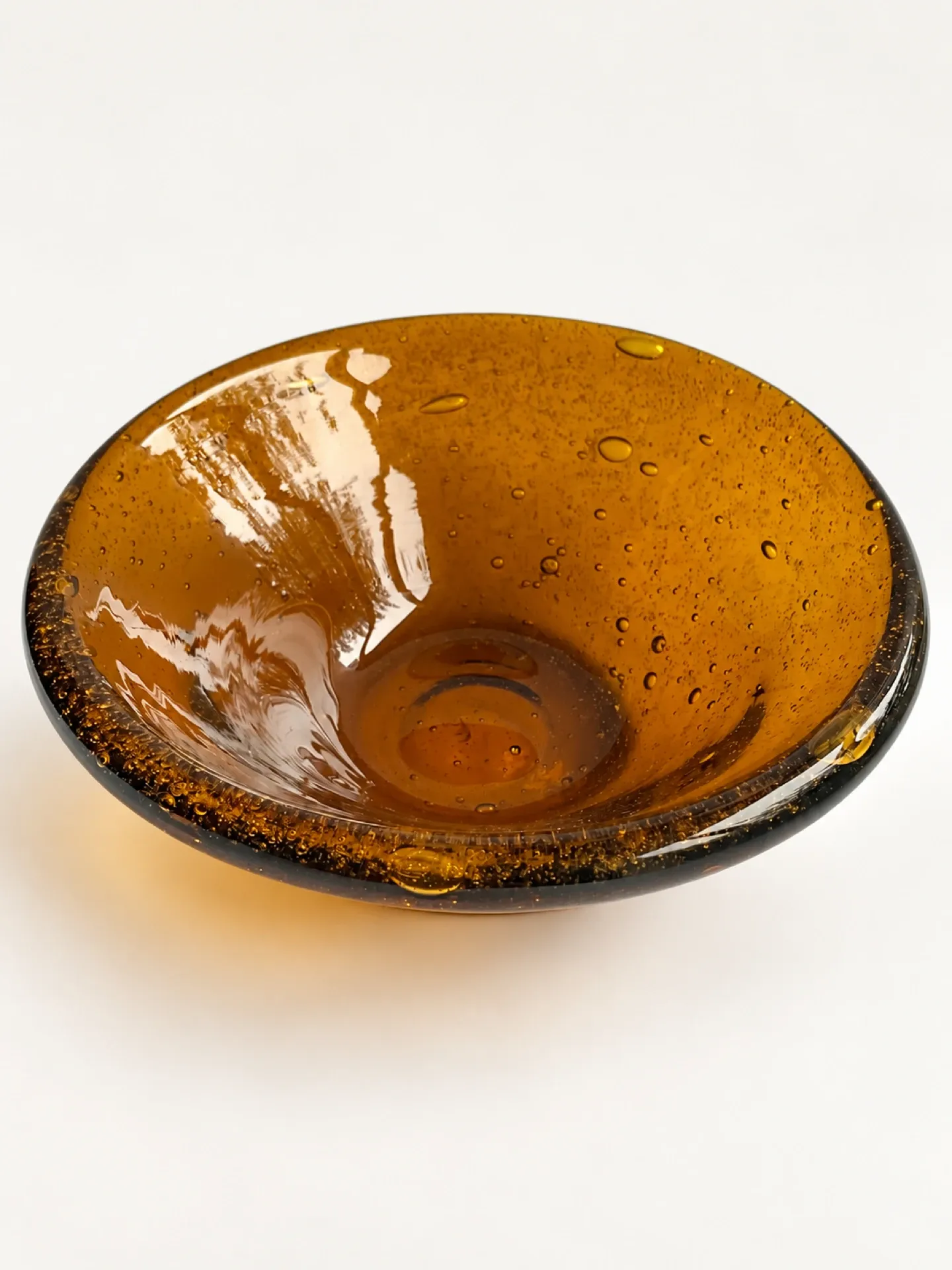 Amber bubble glass coupe attributed to Biot – Vintage