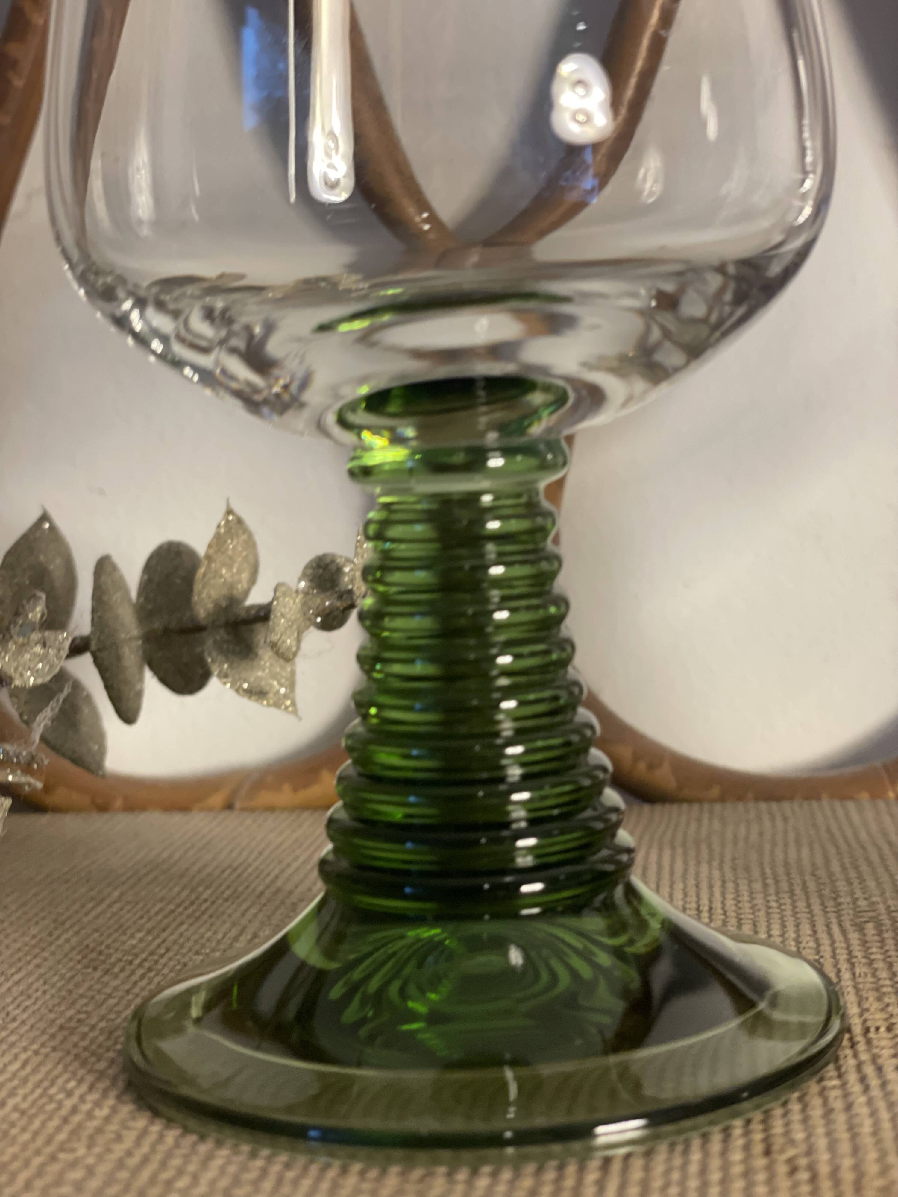 2 two-tone white wine glasses from the 1970s