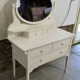 Antique 5-drawer dressing table with swivel mirror