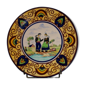 large wall dish in earthenware by Desvres Breiz Gabriel Fourmaintraux art deco
