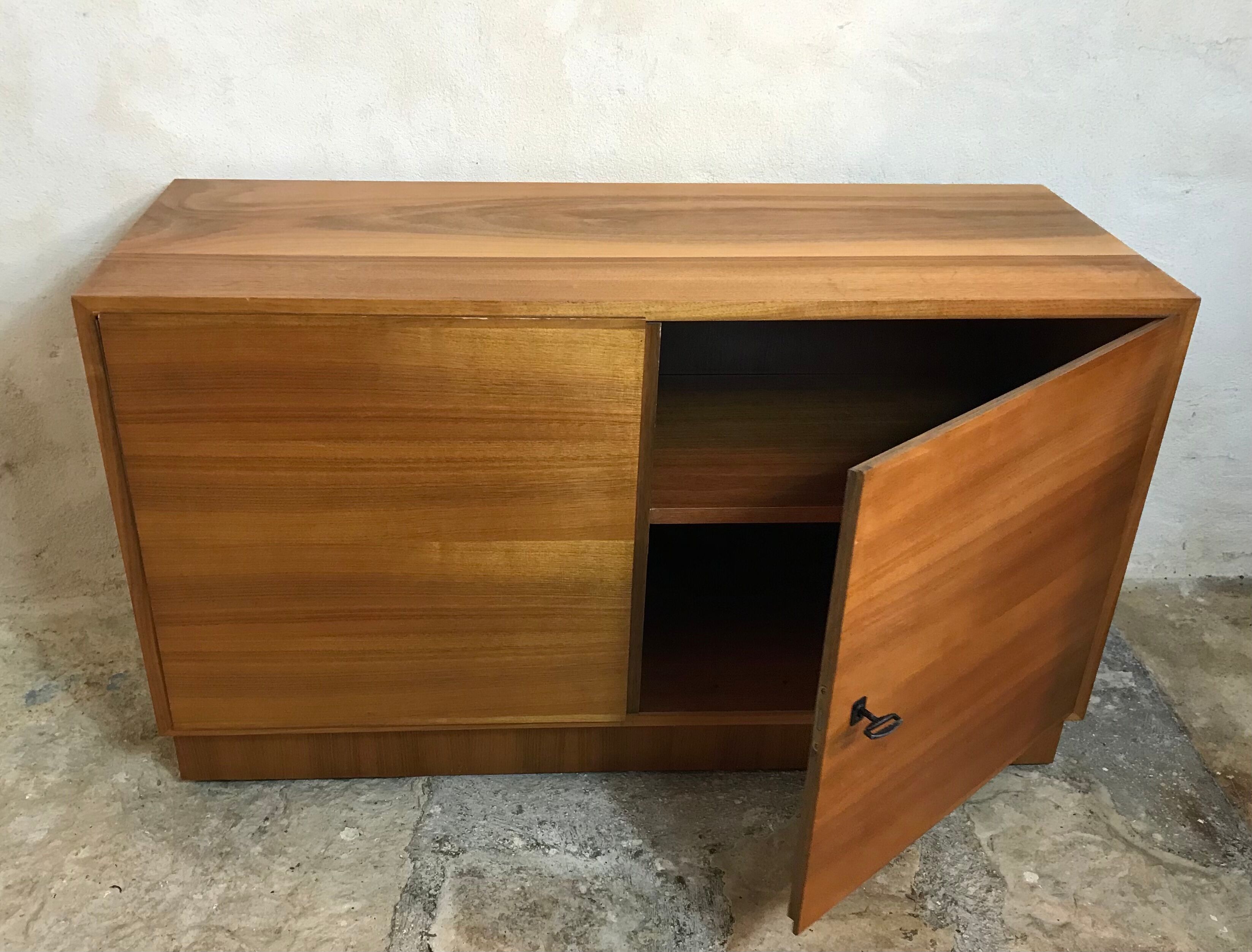 Buffet Box storage cabinet vintage blond walnut 1960-80's