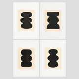 Collection of 4 black paintings on paper signed eawy.